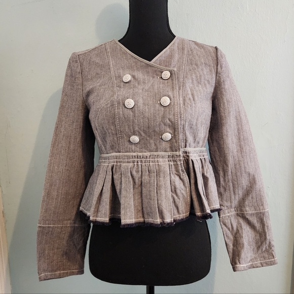 J. Crew Jackets & Blazers - J Crew Military Style Faded Denim Cropped Peplum Jacket Design Sample Women Sz 6